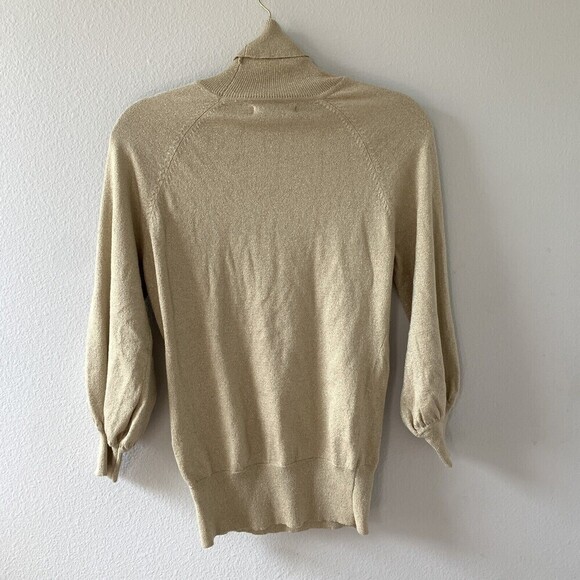 Express Design Studio Womens Size Small Gold Metallic Stretch Turtleneck Sweater - Picture 3 of 6
